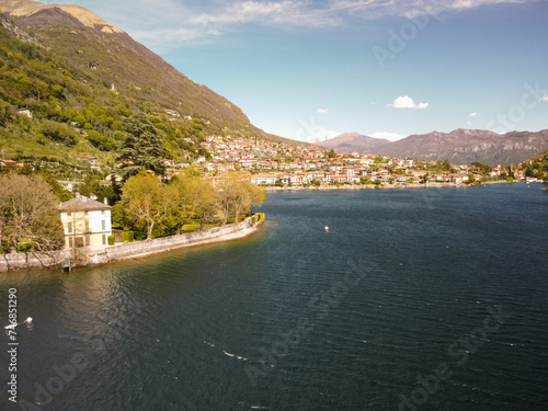 Panoramic view of the historic part of Salo on Lake Garda Italy. 