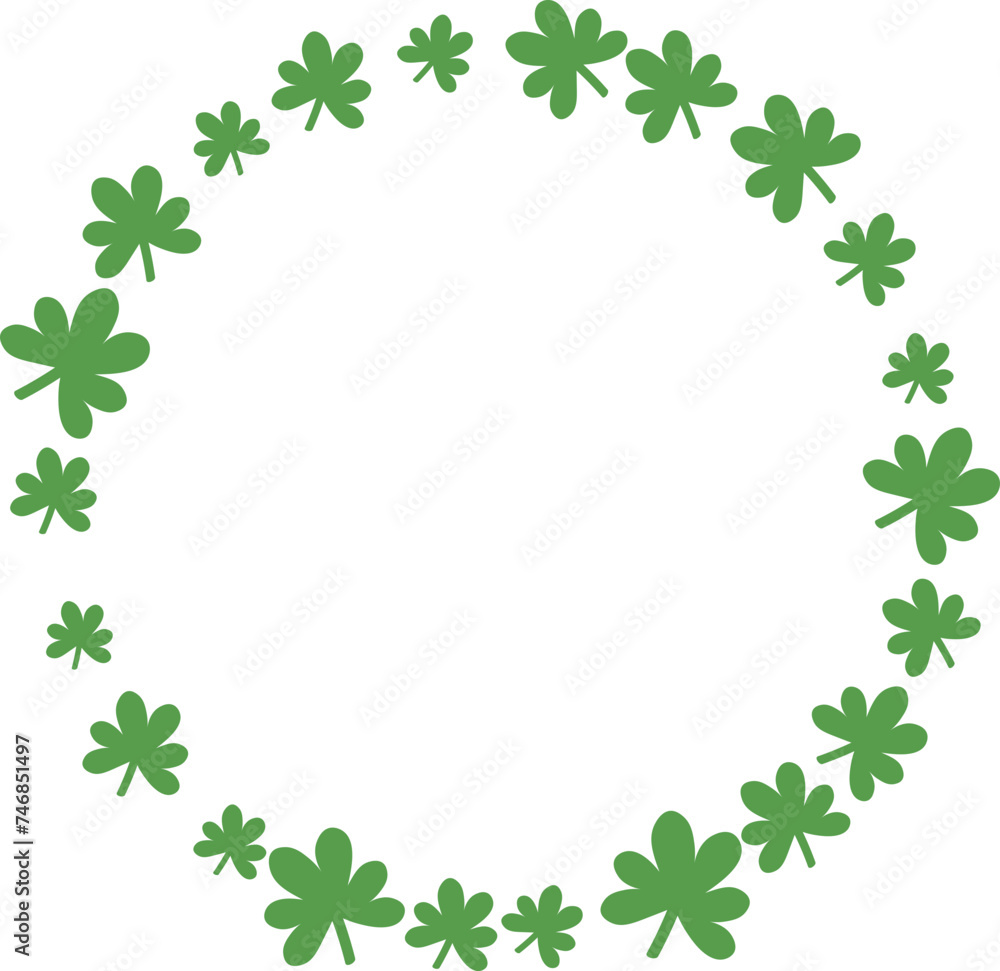 Clover Leaf Round Circle Wreath Border Frame for St Patrick's Day