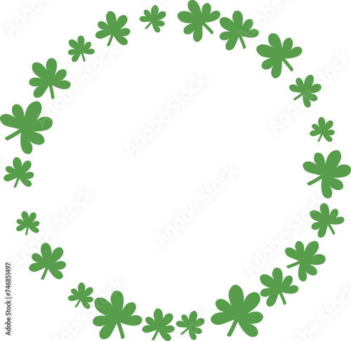 Clover Leaf Round Circle Wreath Border Frame for St Patrick's Day