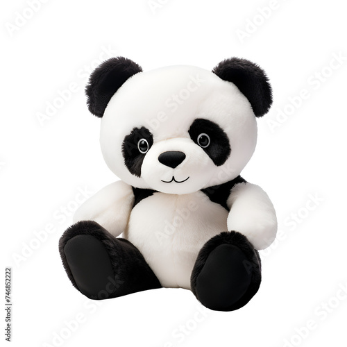 ,Adorable plush panda bear stuffed creature toy Isolated on Transparent Background, PNG