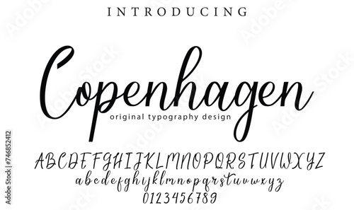 Copenhagen Font Stylish brush painted an uppercase vector letters, alphabet, typeface photo