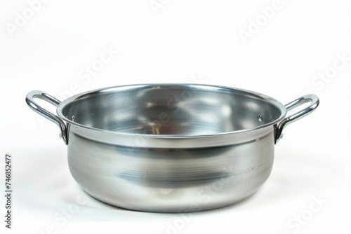Stainless steel cooking pot isolated on white background