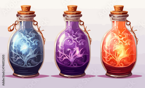 Potion in glass bottle isolated vector style on isolated background illustration