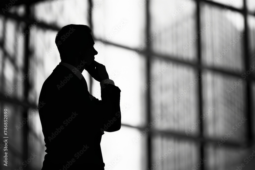 Thinking businessman s silhouette
