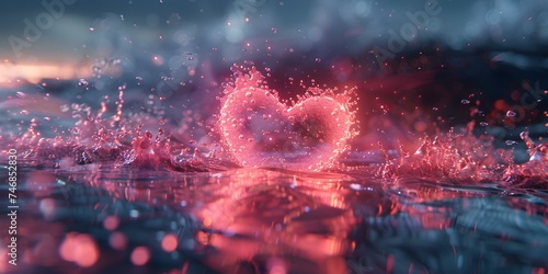Digital love A pink heartbeat pulsing on screen in romantic harmony. Concept Romantic Technology, Love in the Digital Age, Pink Heartbeat, Virtual Romance, Screen Love photo