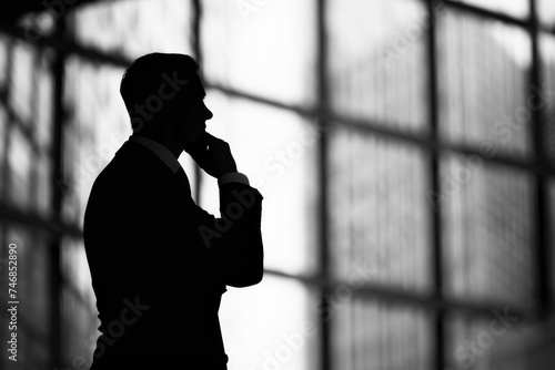 Thinking businessman s silhouette © VolumeThings
