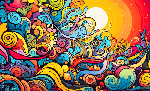 Psychedelic Abstract Art isolated vector style on isolated background illustration