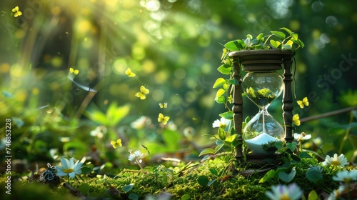 Hourglass in nature Ecology concept, time
