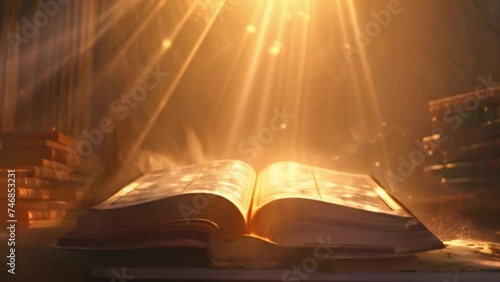 christian bible with a sunlight Christianity concept Generative AI