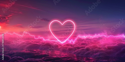 Love in the Digital Age: A Pink Heartbeat Pulsing on Screen in Romantic Harmony. Concept Digital Romance, Heartbeat, Pink Aesthetic, Screen Love, Romantic Harmony