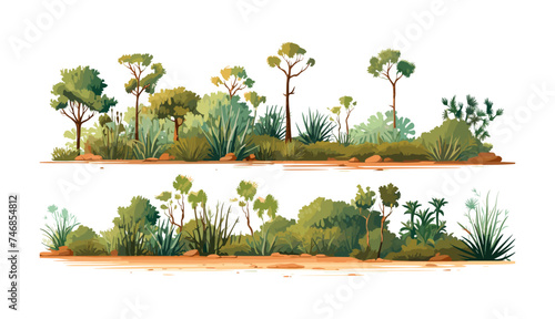 Savannah vegetation set vector flat isolated vector style illustration