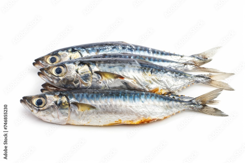 White background with sardines White background with sardines