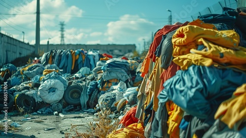 Piles of old clothes for recycle, environmental concept   © IRStone
