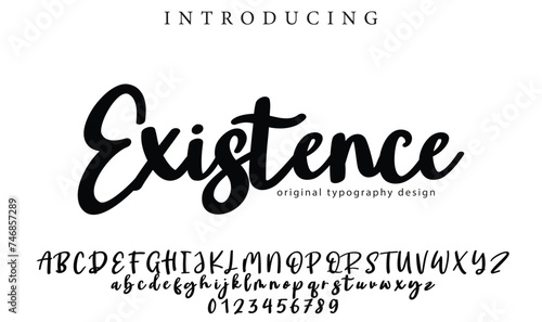 Existence Font Stylish brush painted an uppercase vector letters, alphabet, typeface
