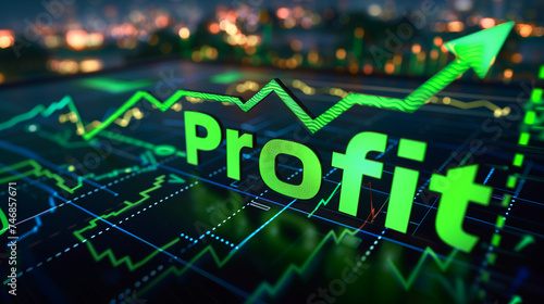 Rising Profit Green Arrows on Digital Graphs