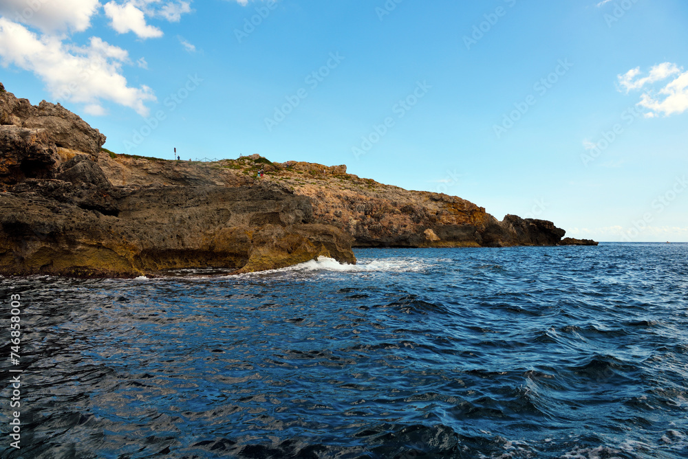 The caves of the ionian Sea side of Santa Maria di Leuca seen from the tourist boat The caves of the ionian Sea side of Santa Maria di Leuca seen from the tourist boat