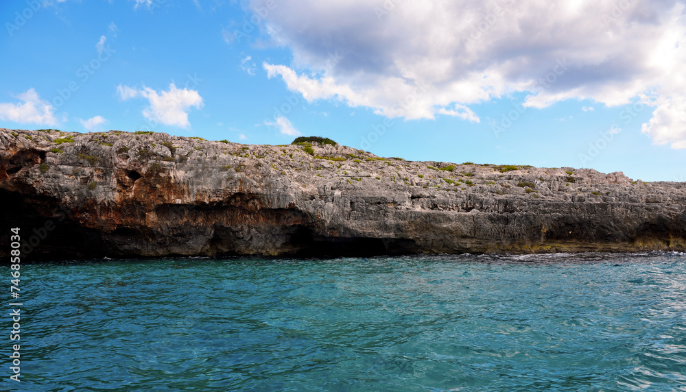 The caves of the ionian Sea side of Santa Maria di Leuca seen from the tourist boat