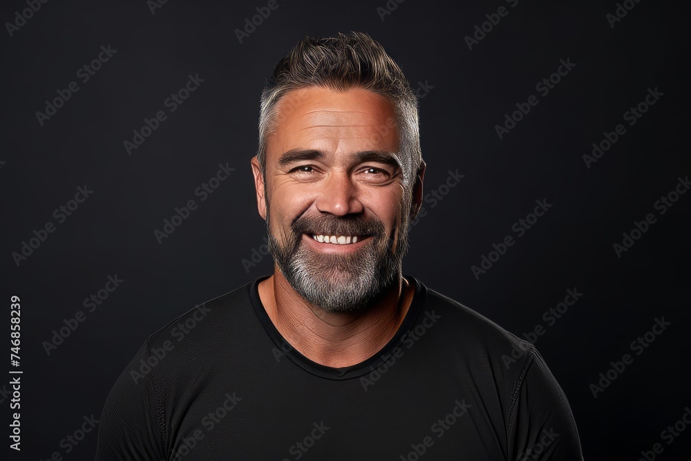Portrait of a handsome middle-aged man on a black background. Portrait of a handsome middle-aged man on a black background.
