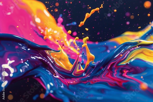 Vivid splashes of ink in a dynamic dance of color  representing the vibrant collision of creativity and inspiration.  