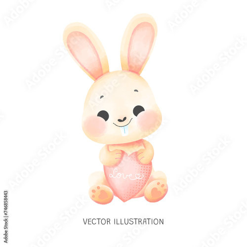 Baby Bunny Chocolate box Watercolor Hand Draw 