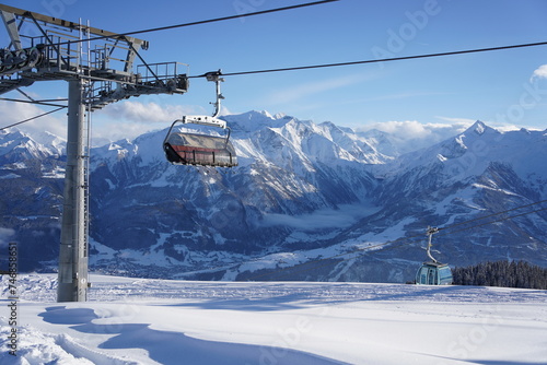 ski lift in the mountains with an amazing landscape