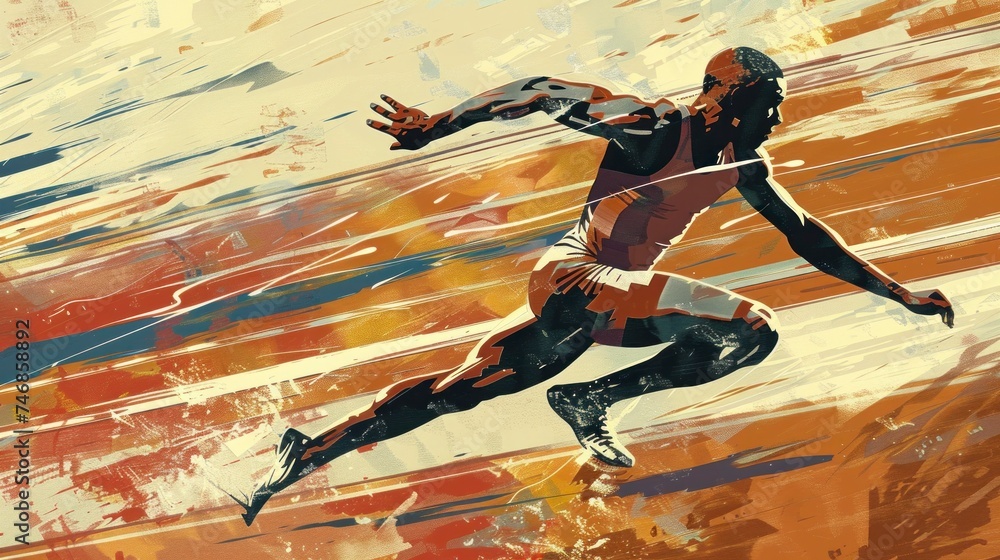 illustration of a man athlete running in sportswear banner style