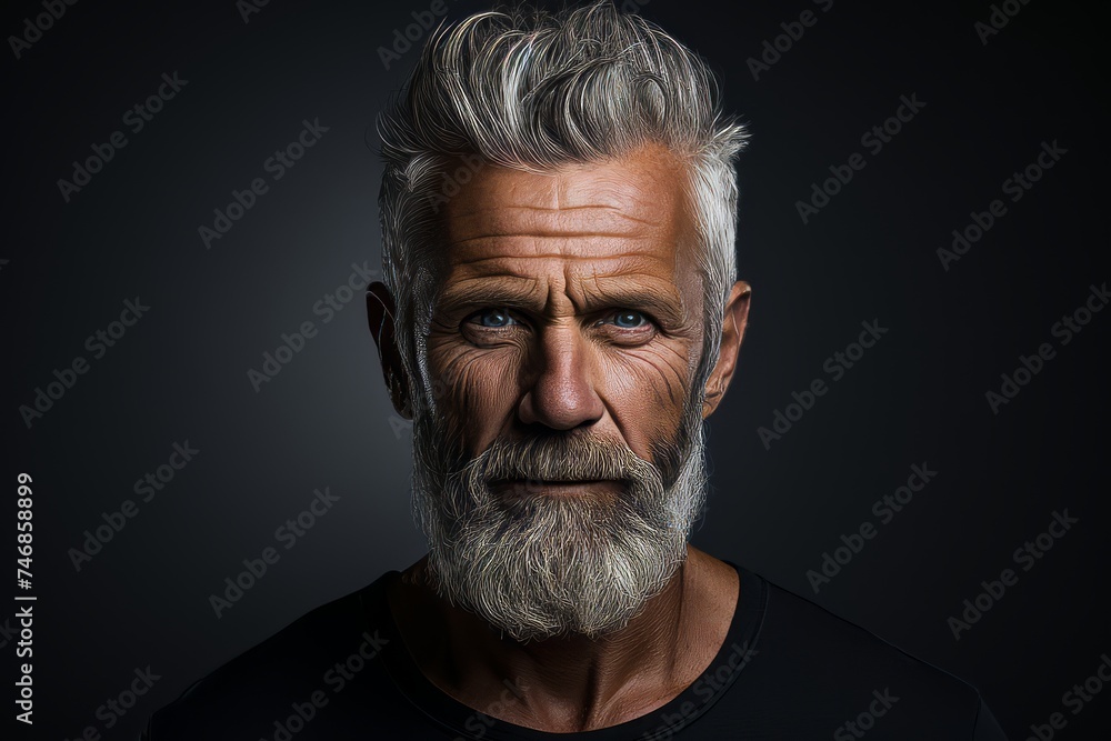 Portrait of a senior man with grey beard and mustache. Studio shot. Portrait of a senior man with grey beard and mustache. Studio shot.