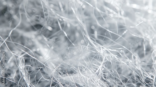 Close-up of white synthetic fibers with soft focus