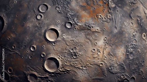 Detailed texture of a moon's surface with craters