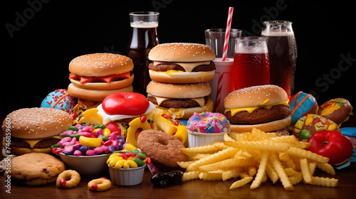 Unhealthy Paradise: A Colorful Array of Junk Food Items