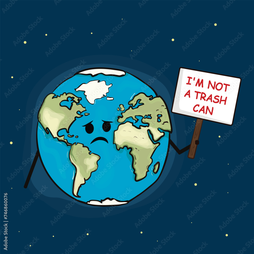 Clean the world of pollution and garbage: concept of planet earth holding the sign Clean the world of pollution and garbage: concept of planet earth holding the sign