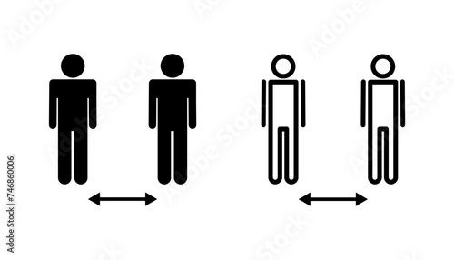 Social distance icon set. social distancing icon. self quarantine sign