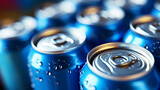 Aluminum cans containing carbonated water, energy drinks or beer