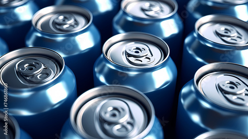 Aluminum cans containing carbonated water, energy drinks or beer