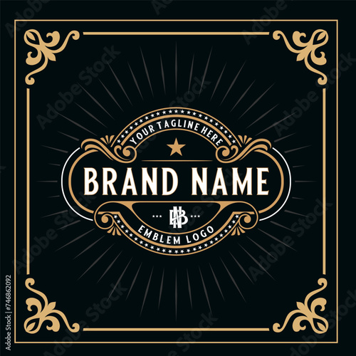 Vintage luxury decorative logo with decorative ornaments. for product labels, barbershops, salons, boutiques, hotels, shop signs