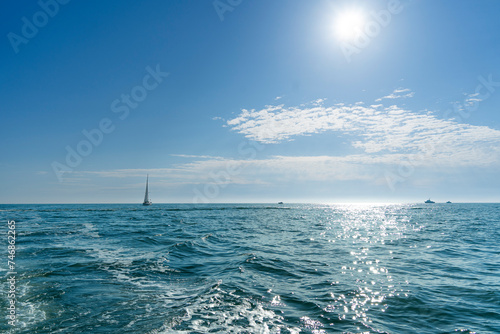Sailing yacht at sea