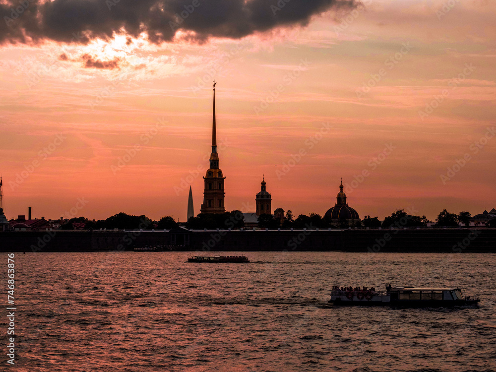 Peter and Paul Fortress at sunset. Saint-Petersburg, Russia Peter and Paul Fortress at sunset. Saint-Petersburg, Russia