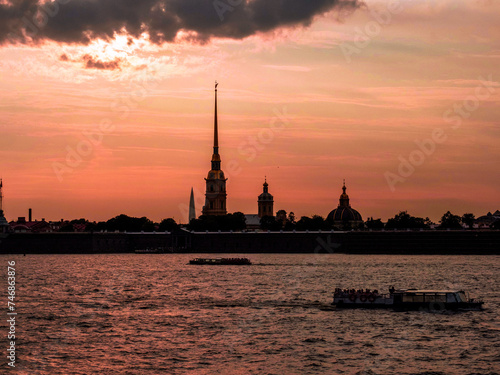 Peter and Paul Fortress at sunset. Saint-Petersburg  Russia