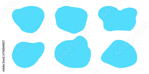 Text frames hand drawn style doodle decorative. Blue clouds. For labels and tags on containers. Vector illustration set.