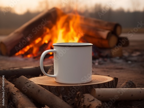 Camping blank mug mockup photo