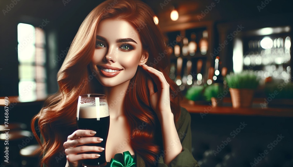 Young woman in a bar. Generative AI Young woman in a bar. Generative AI