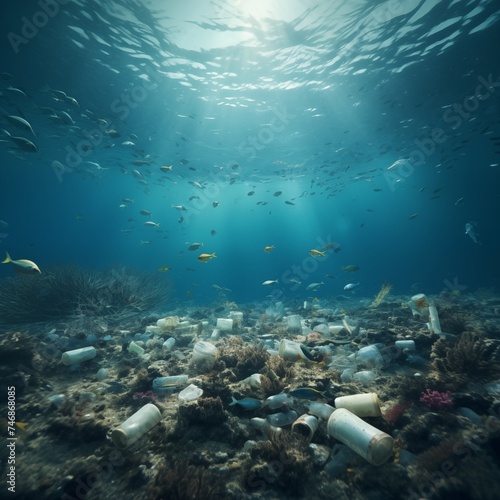 Underwater plastic pollution © Han