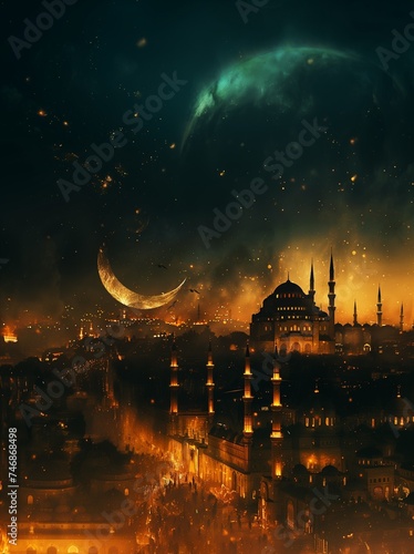 Ramadan night view of the mosque