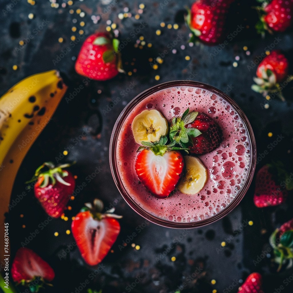Strawberry and banana smoothie. Strawberry and banana smoothie.