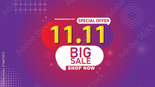 Sale banner template design 11.11 . SPECIAL OFFER, FLASH SALE, MEGA SALE