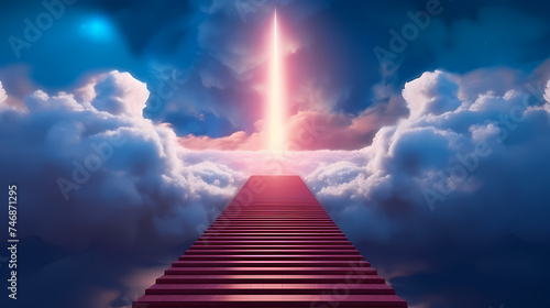 Ladder on sky background meaning success photo