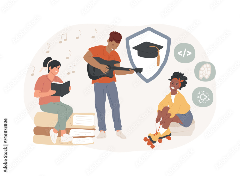 Student club isolated concept vector illustration. Student organization, university interest club, after-school activity program, college association, professional hobby society vector concept.