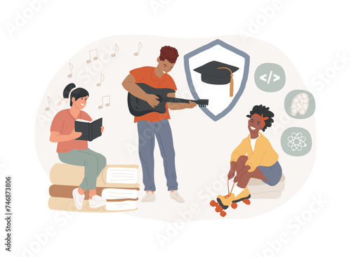 Obraz na płótnie Student club isolated concept vector illustration. Student organization, university interest club, after-school activity program, college association, professional hobby society vector concept. w salonie
