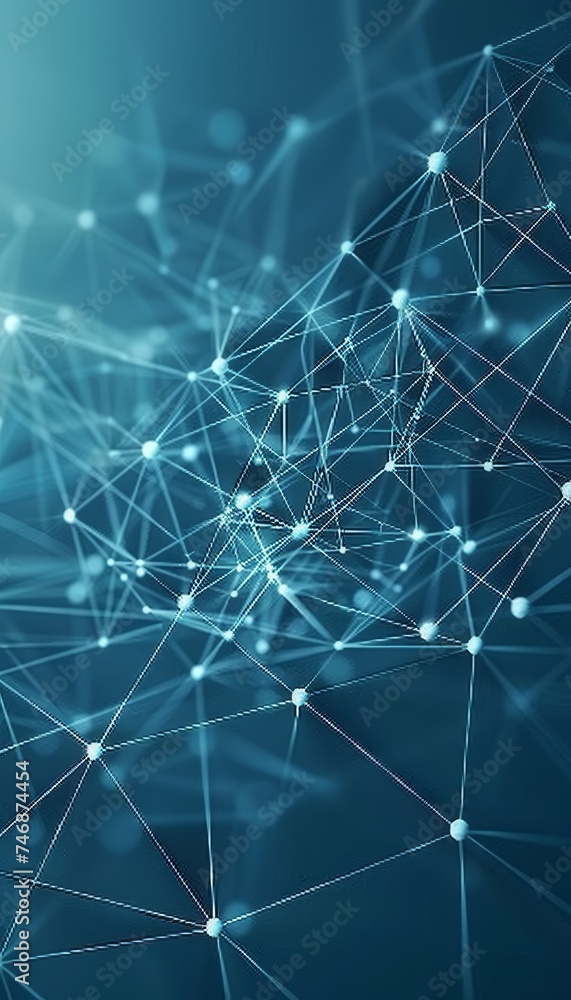 Cyber nano connection, big data innovation, internet ai network with line and dot communication Cyber nano connection, big data innovation, internet ai network with line and dot communication