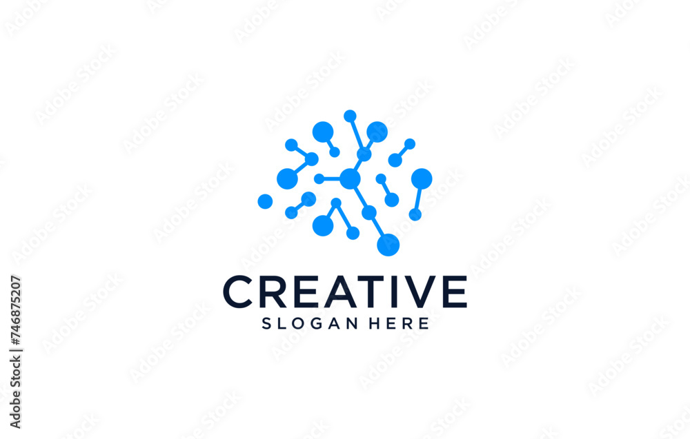 Obraz premium brain bio connection technology logo design